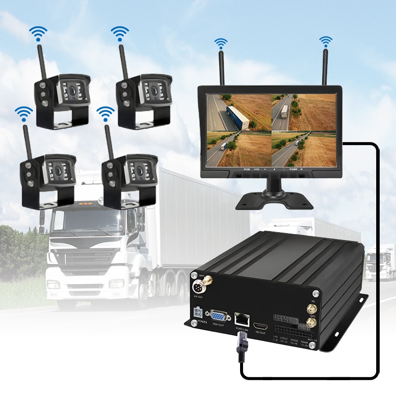 10,1 hazbeteko 4CH haririk gabeko HDD mugikorra NVR sistema