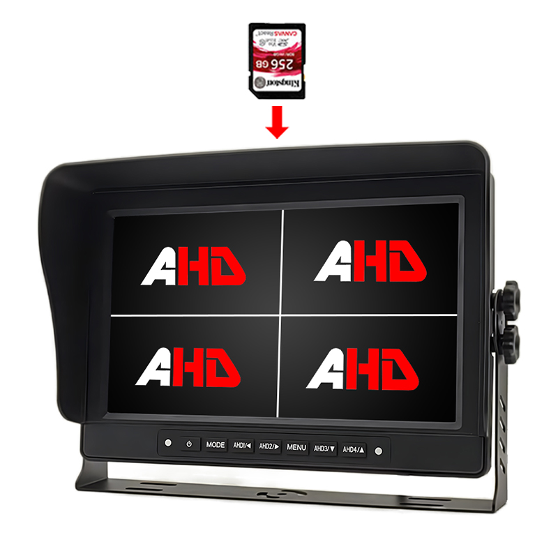 10.1 Iragazgaitza Quad View Pantaila Bideo Grabaketa AHD Monitorea