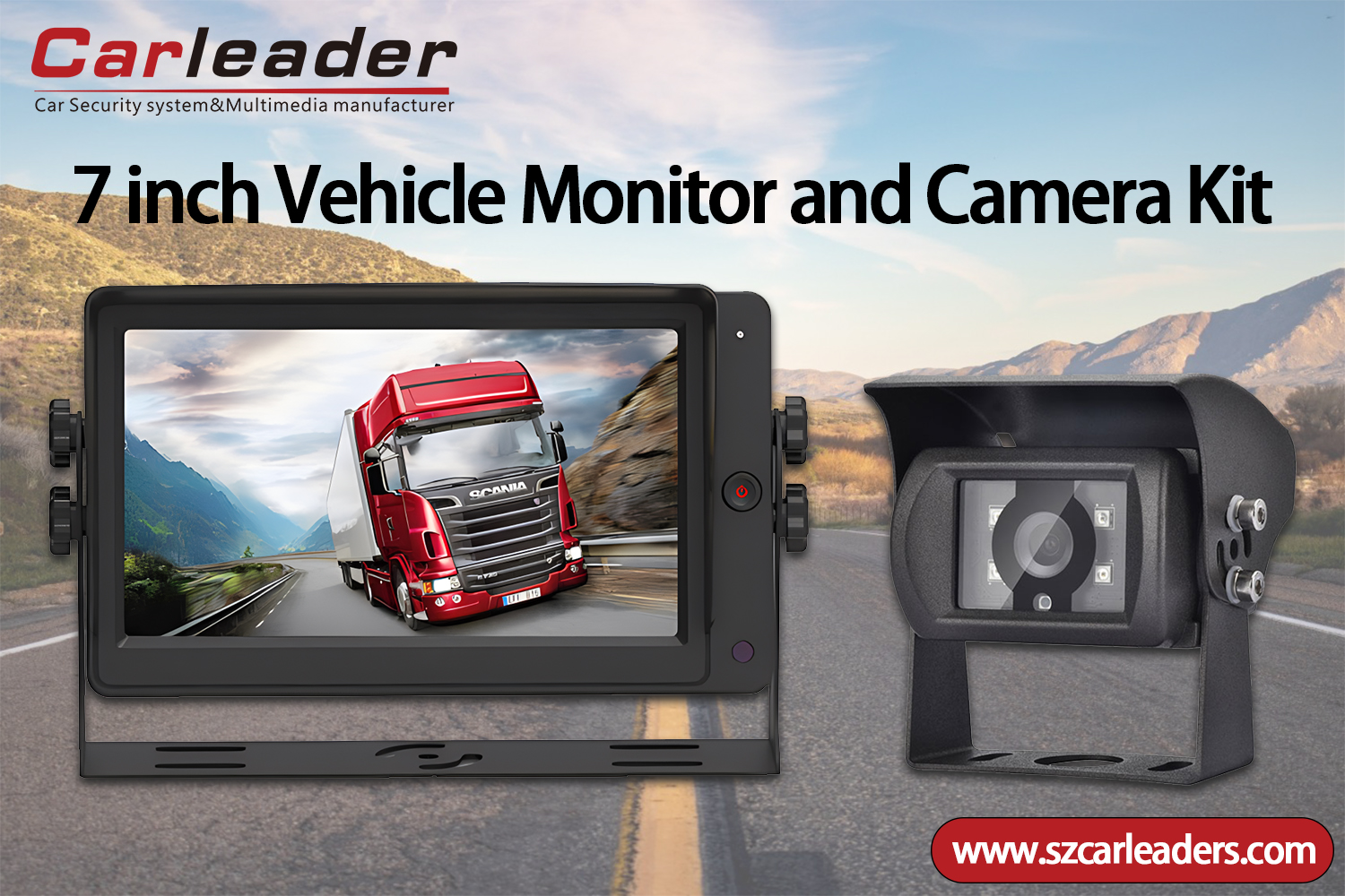 7 hazbeteko AHD Autoaren Atzeko Ikuspegiko Monitorea eta Kamera Kit