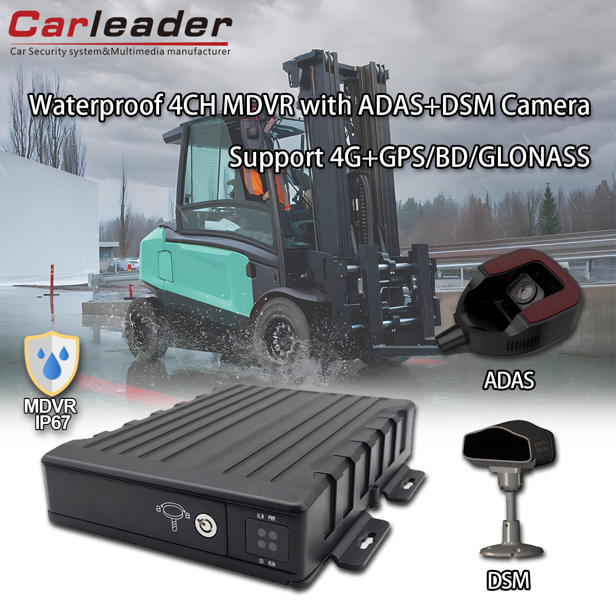 CARLEADER iragazgaitza 4CH SD DVR mugikorra ADAS+DSM kamerarekin