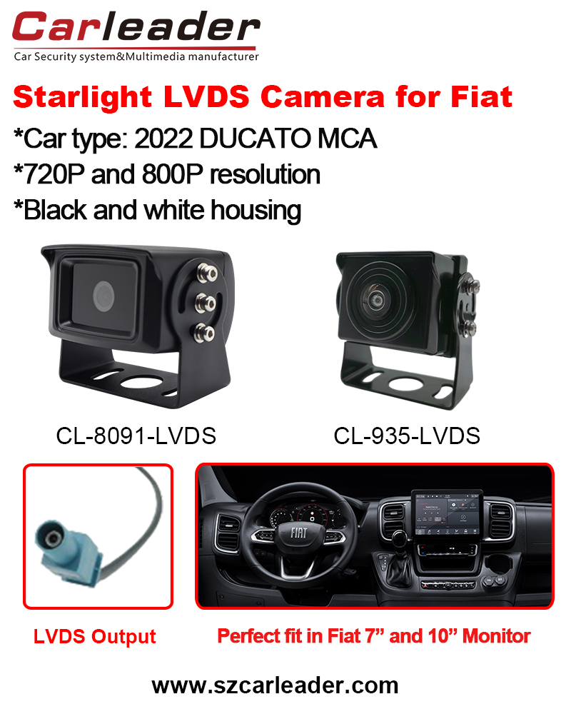 Carleader LVDS Ibilgailuen Atzeko Bista Kamera Fiat Ducatorako egokia