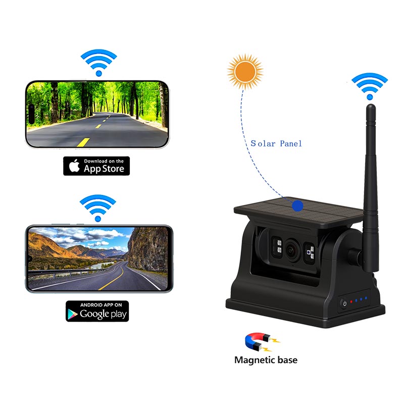 Eguzki WiFi Wireless Kamera Magnetikoa IOS Android-erako