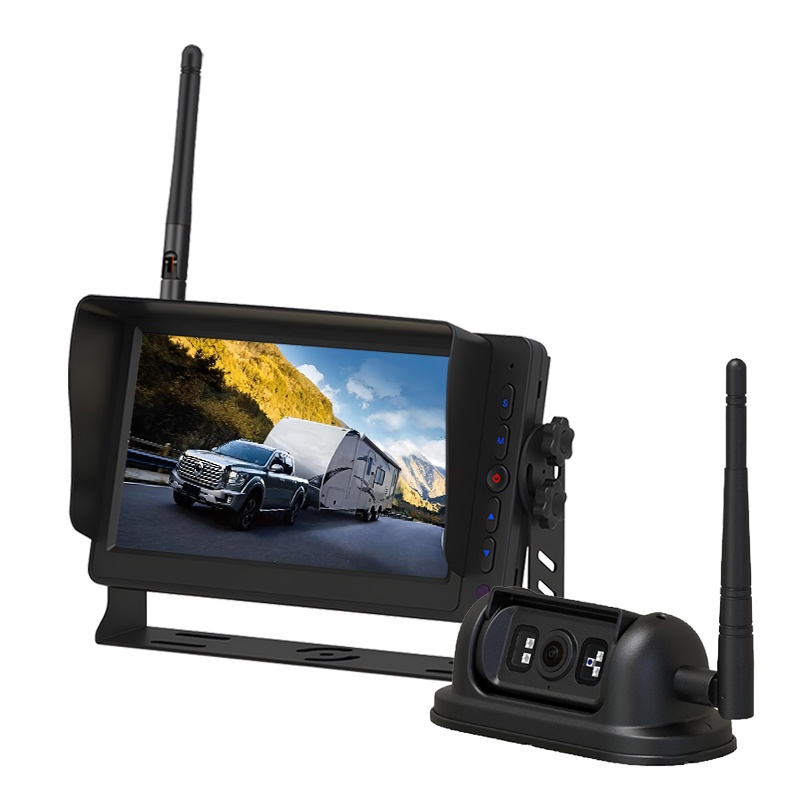 7 hazbeteko 2,4 GHz haririk gabeko HD kamera eta monitore sistema digitala