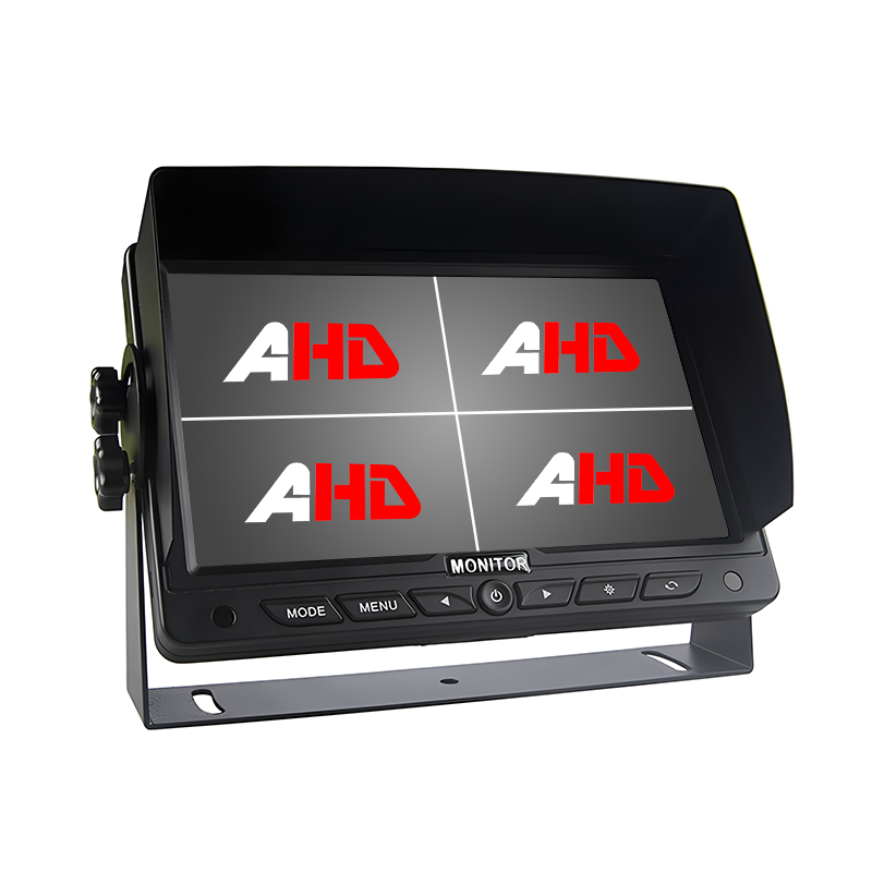7 hazbeteko kotxe Quad AHD monitorea 4 kamera sarrerarekin eta SD txartelaren grabaketarekin