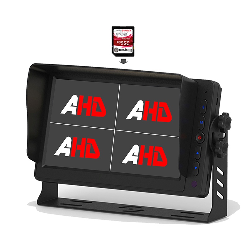 7 hazbeteko Quad Pantaila Kamioia Bideo Grabaketa AHD Monitorea
